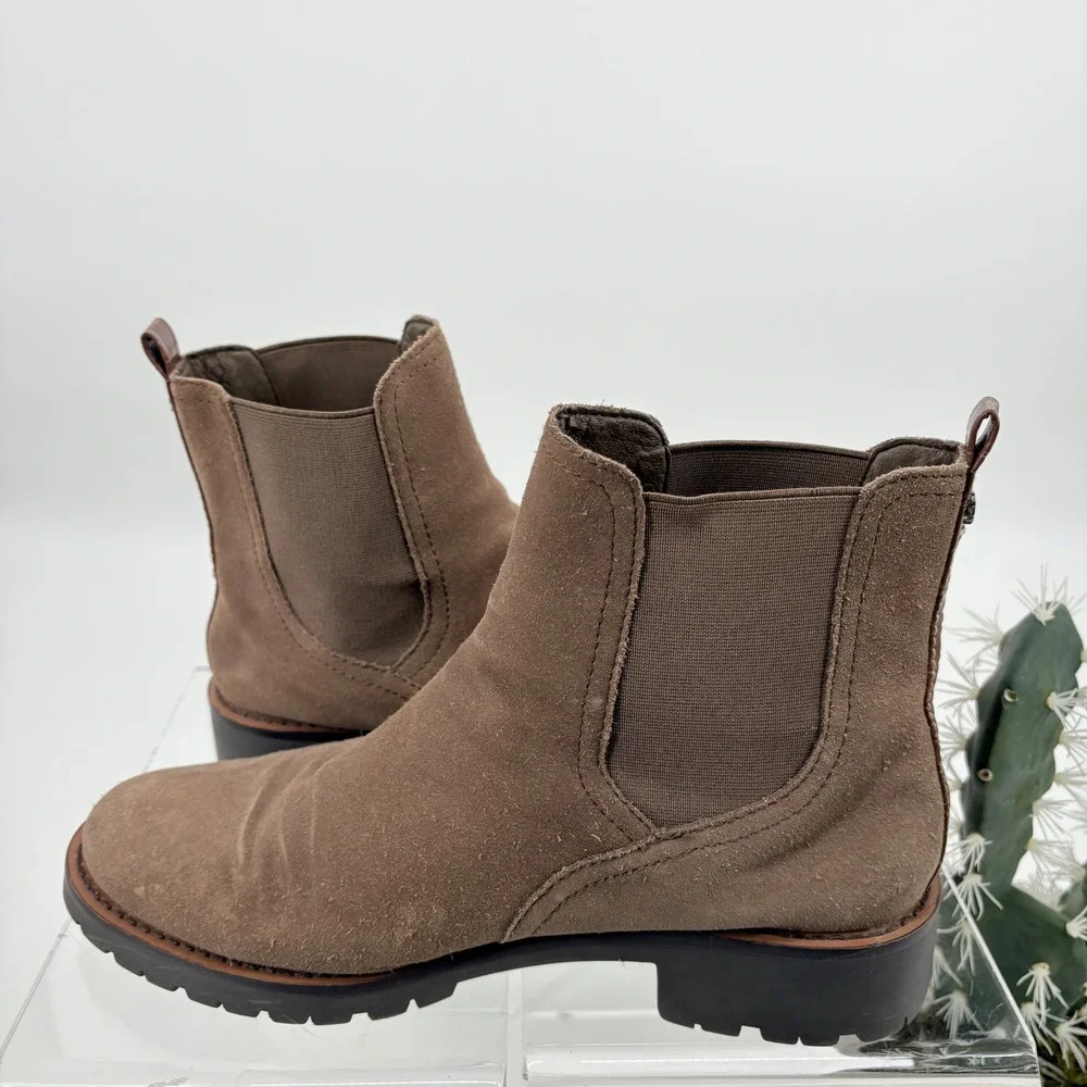 Women's sz 7.5 M Sam Edelman Jaclyn‎ Waterproof Suede Chelsea Boots Taupe